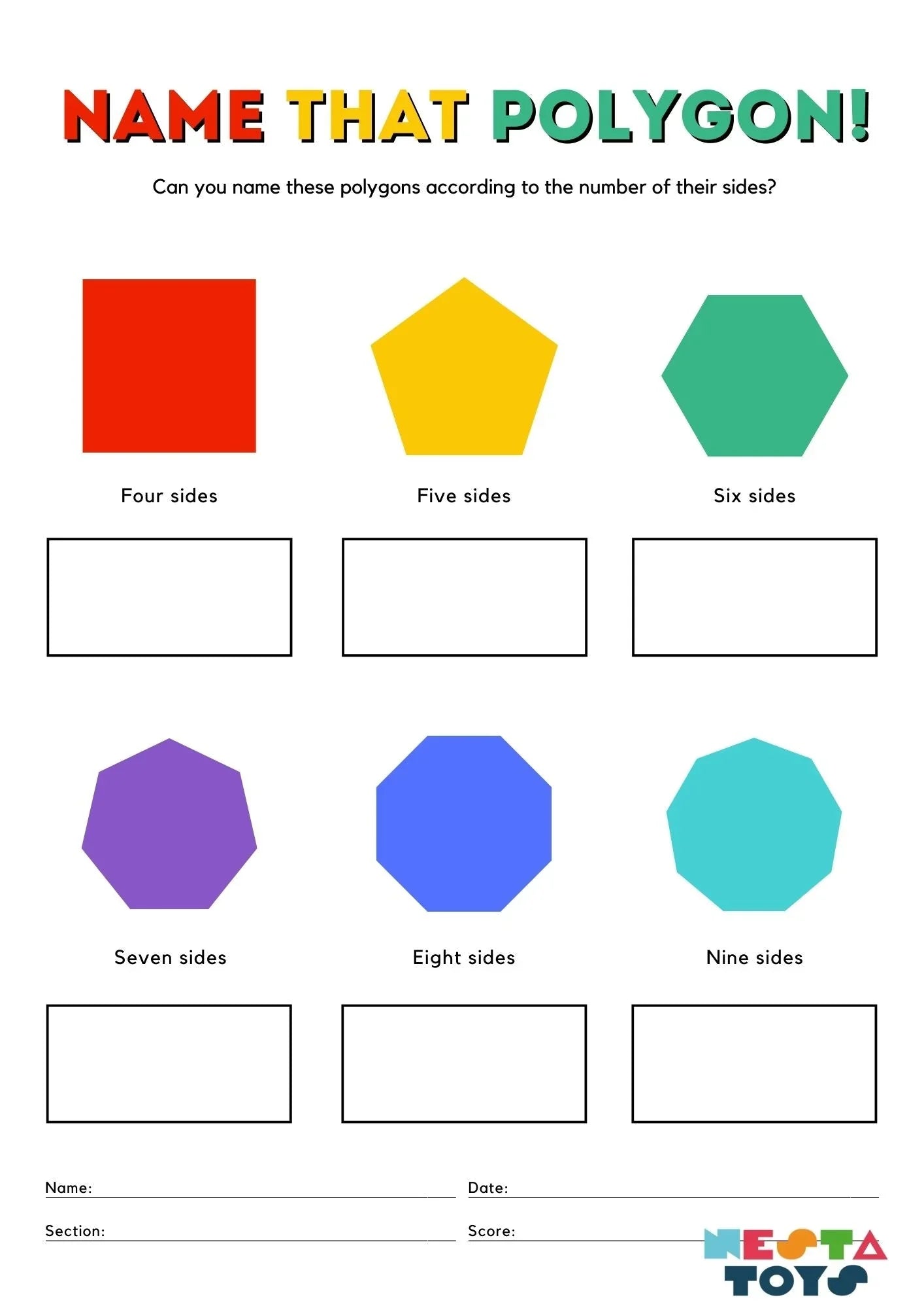 Name That Polygon! Activity Sheet for Kids - nestatoys