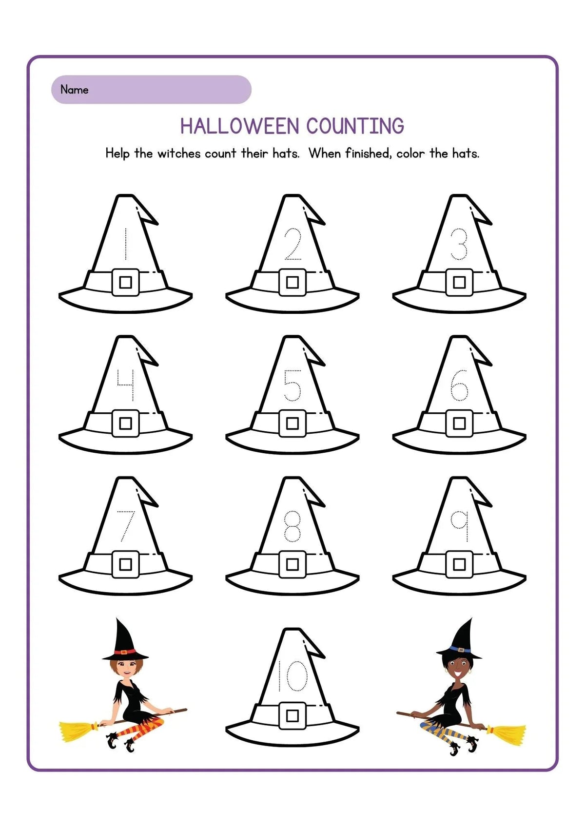 Halloween counting worksheet for preschool kids