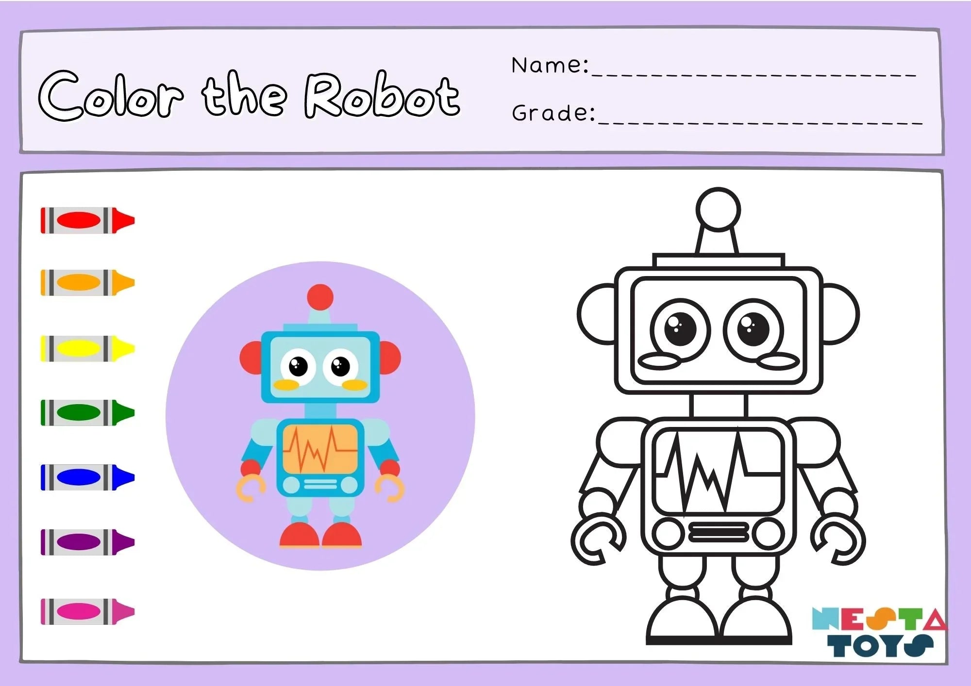Color the Robot Activity Sheet - NESTA TOYS