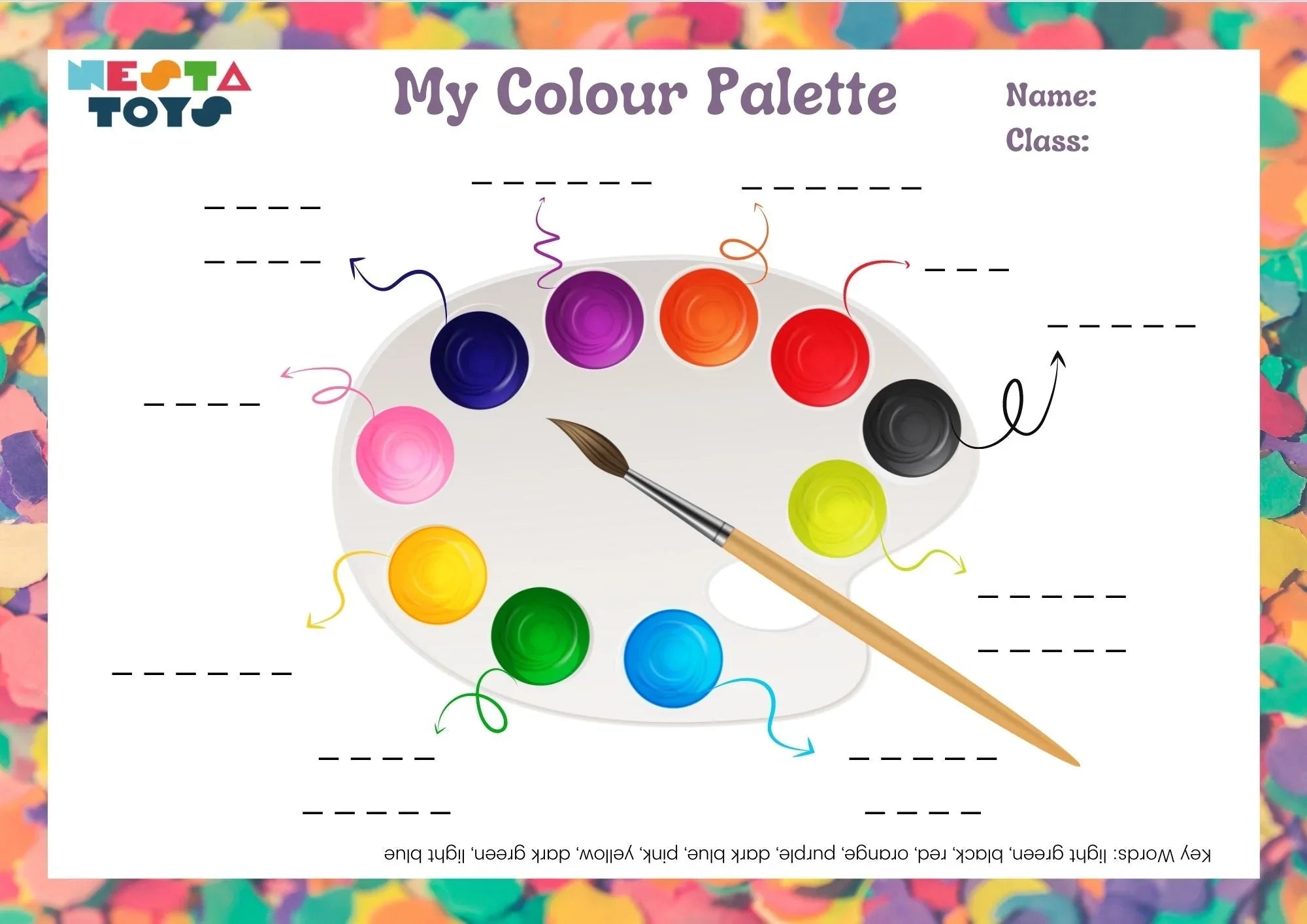 My Colour Palette Activity Sheet for Kids - NESTA TOYS