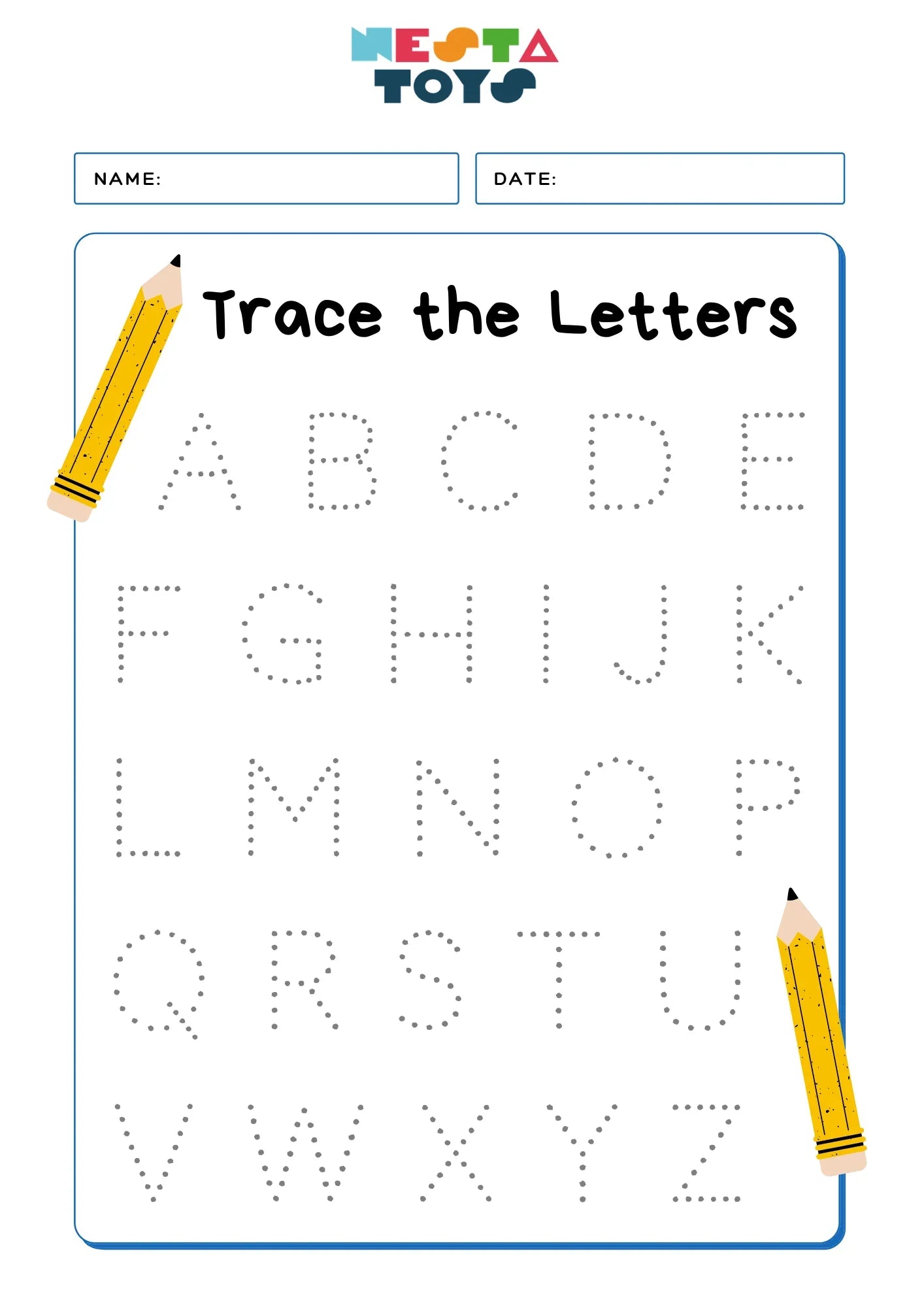 Trace the Letters Activity Sheet - NESTA TOYS