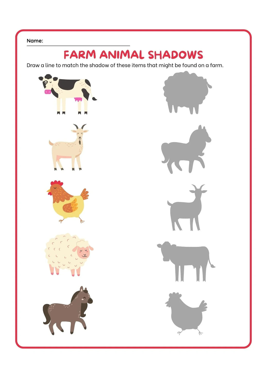 Farm Animal and Shadows Identification - Fun Learning Activity for Kids - nestatoys