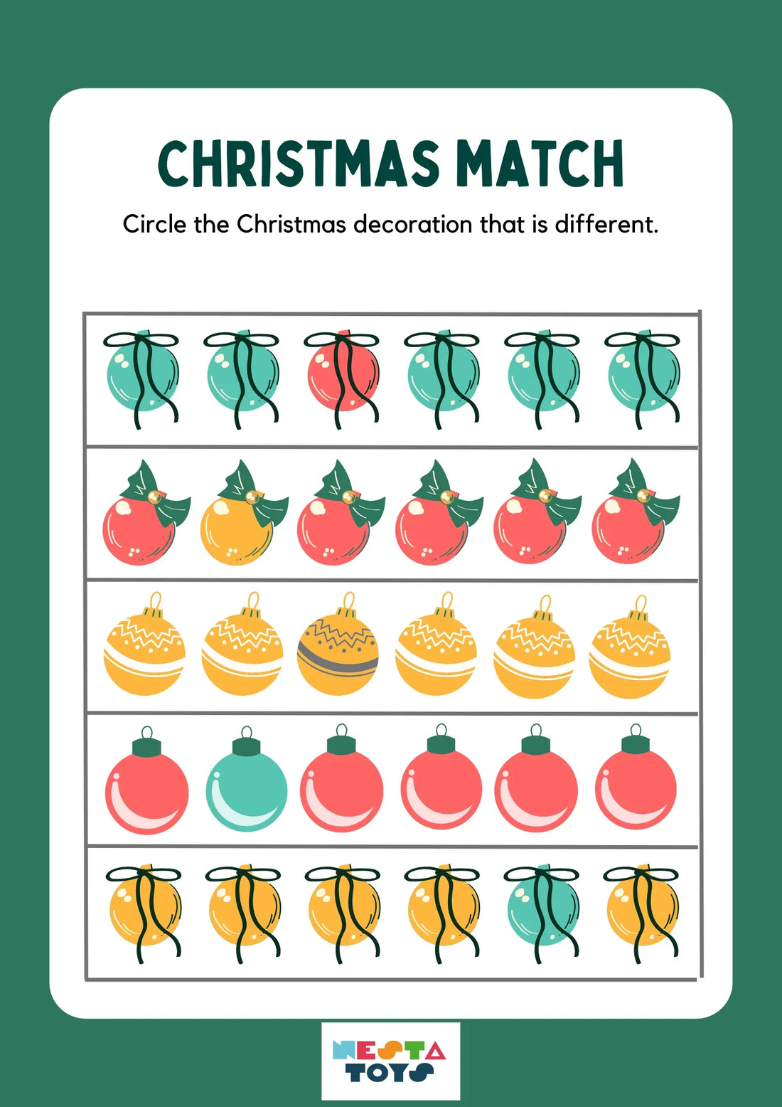 Christmas Theme Activity Sheets for Kids - nestatoys