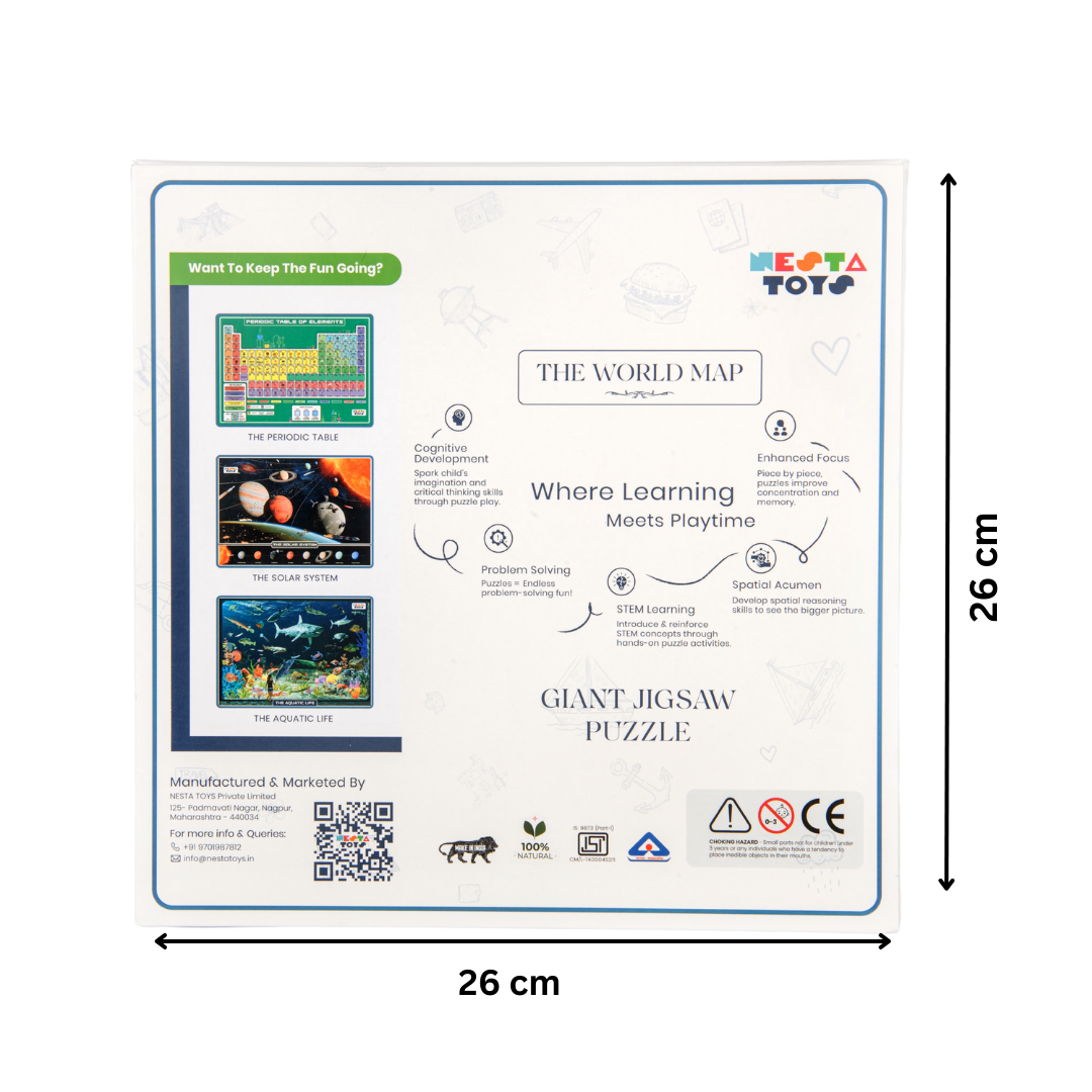 World Map Jigsaw Puzzle (108 Jumbo Pieces) - nestatoys