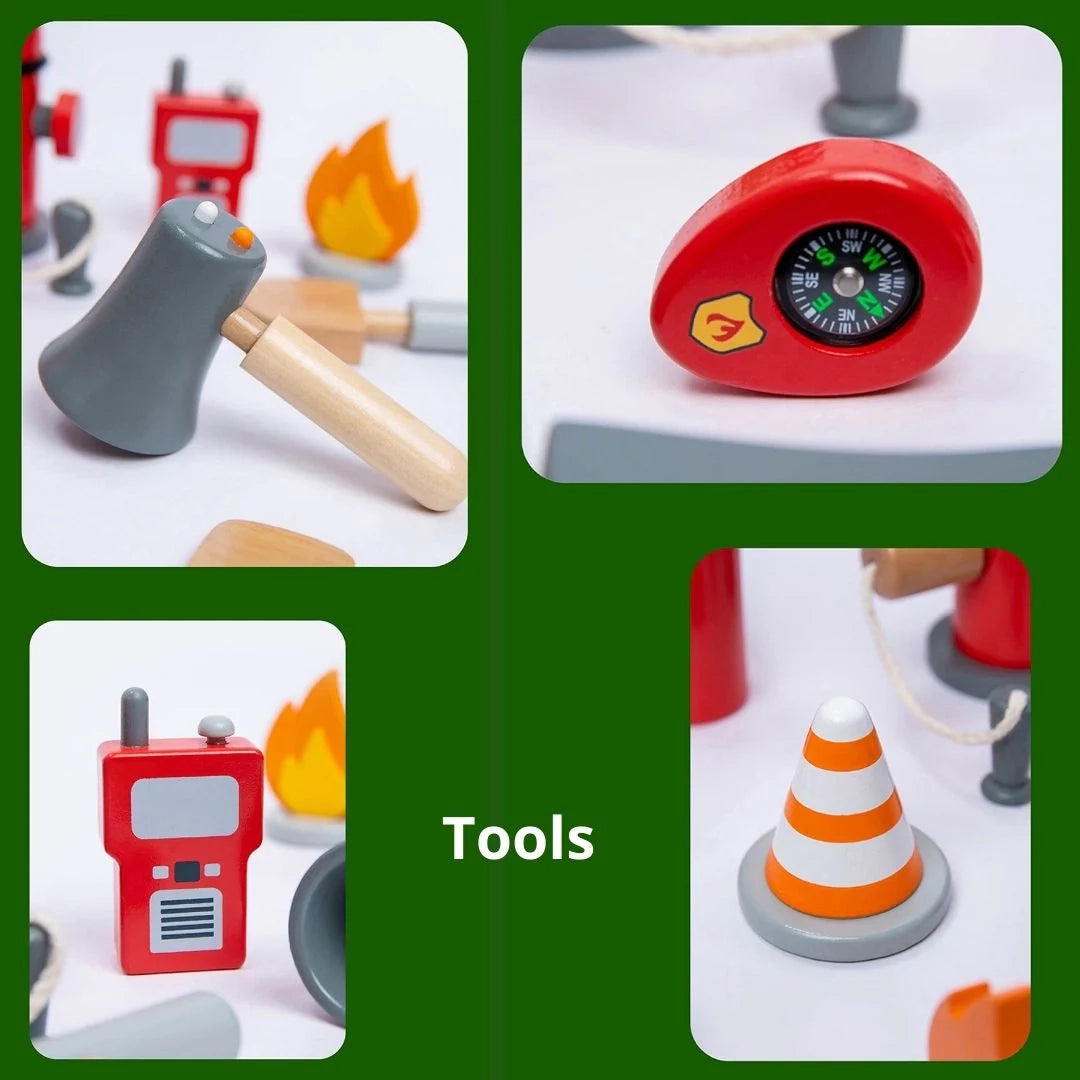 Firefighter Pretend Play Toy with Fireman Costume Kit (14 Pcs) - nestatoys