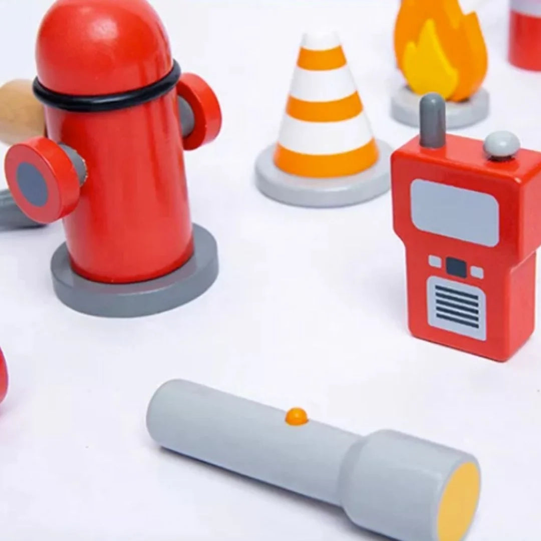 Firefighter Pretend Play Toy with Fireman Costume Kit (14 Pcs) - nestatoys
