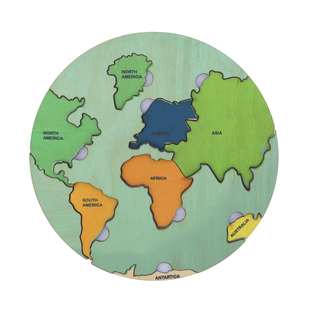 NESTA TOYS - World Map with Continents & Earth Core | Geography Puzzles for Kids | Montessori Wooden Puzzle - nestatoys