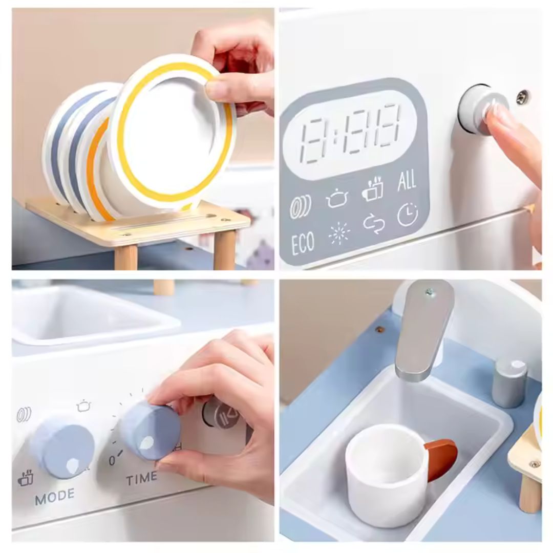 Wooden Dishwasher Kitchen Toy Set - nestatoys