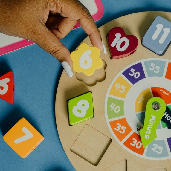 Wooden Shape Sorting Clock Toy