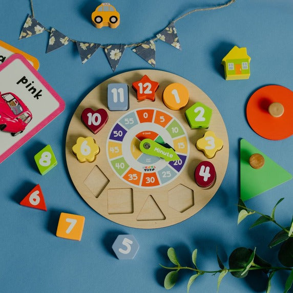 Wooden Shape Sorting Clock Toy