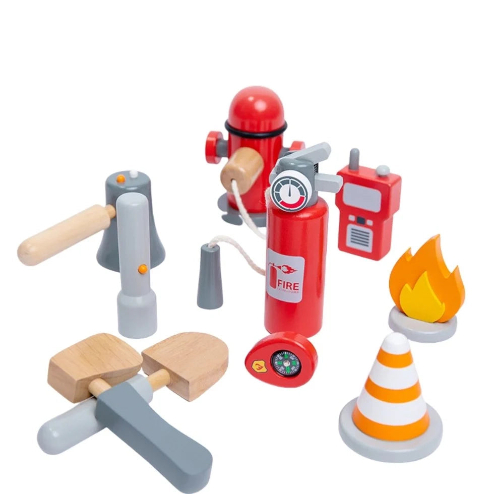 Firefighter Pretend Play Toy with Fireman Costume Kit (14 Pcs) - nestatoys