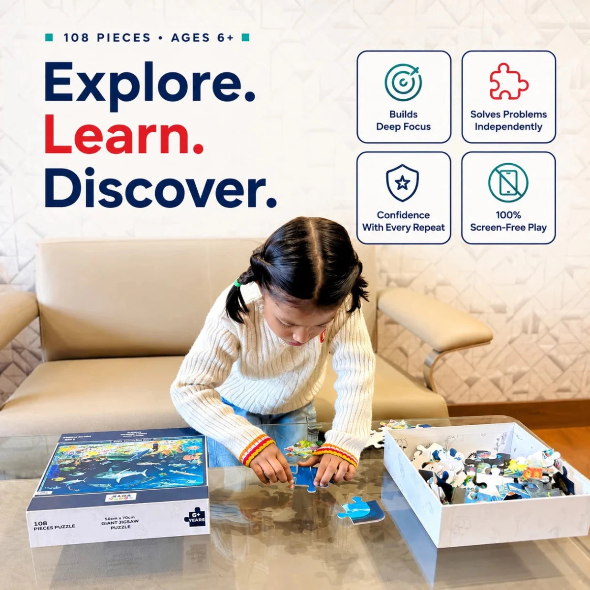Aquatic Life Jigsaw Puzzle (108 Jumbo Pieces) - NESTA TOYS