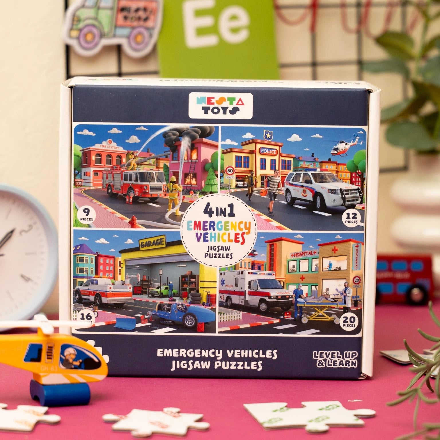4 in 1 Jigsaw Puzzle - Emergency Vehicles (9 Pcs - 20 Pcs)