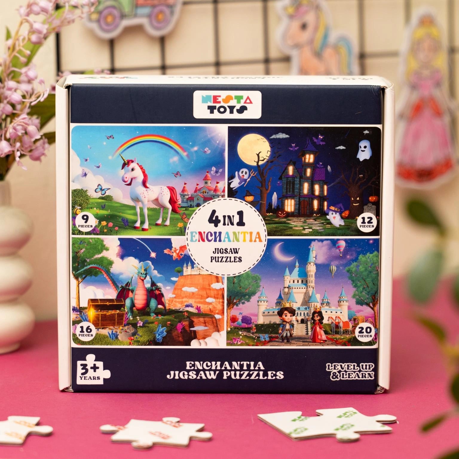 NESTA TOYS - Floor Puzzle & Game | 4 in 1 Jigsaw Puzzle | Enchantia (9 Pcs,12 Pcs, 16 Pcs, 20 Pcs) 
