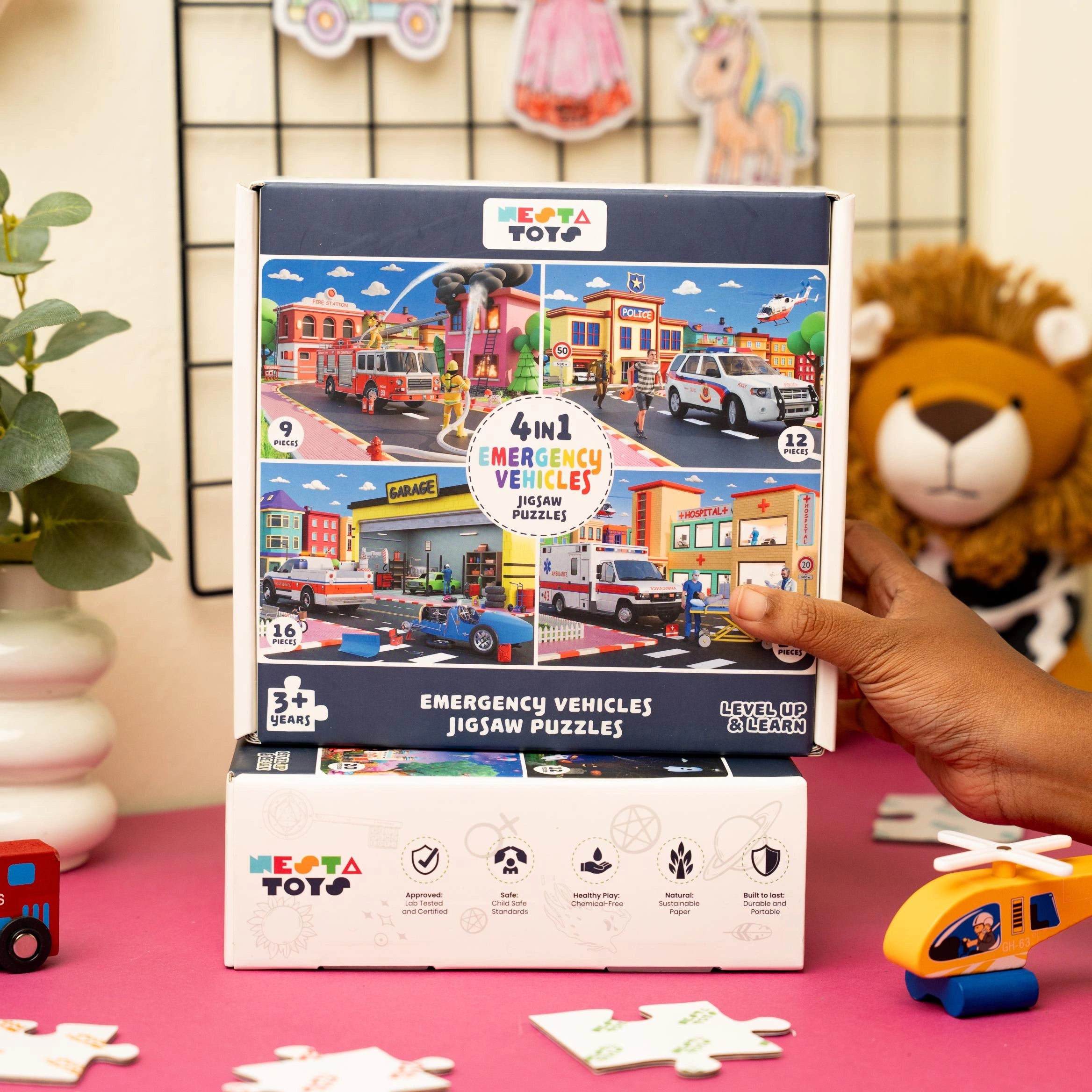 4 in 1 Jigsaw Puzzle - Emergency Vehicles (9 Pcs - 20 Pcs)