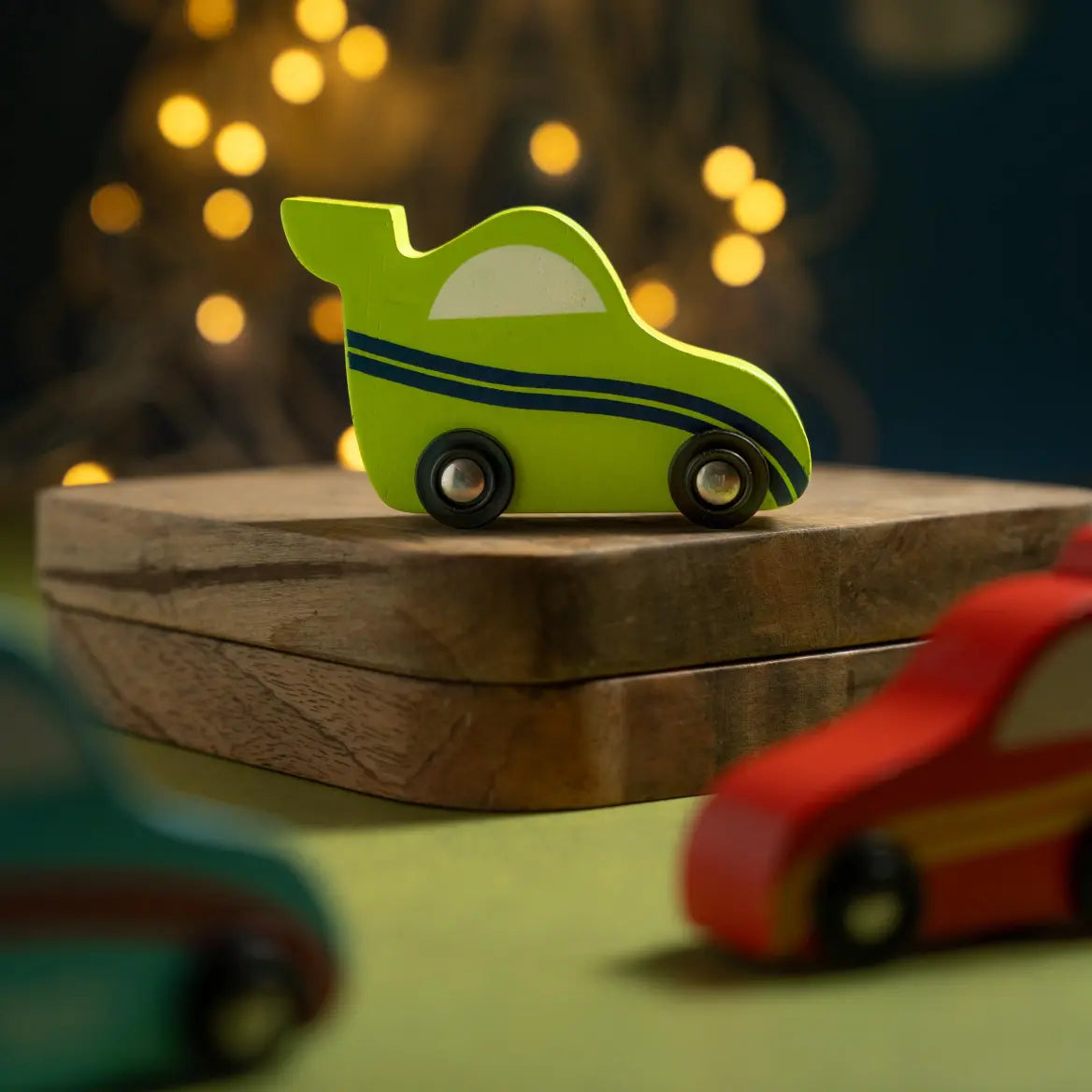 Wooden Car (3 Pcs) - Green, Orange, Purple