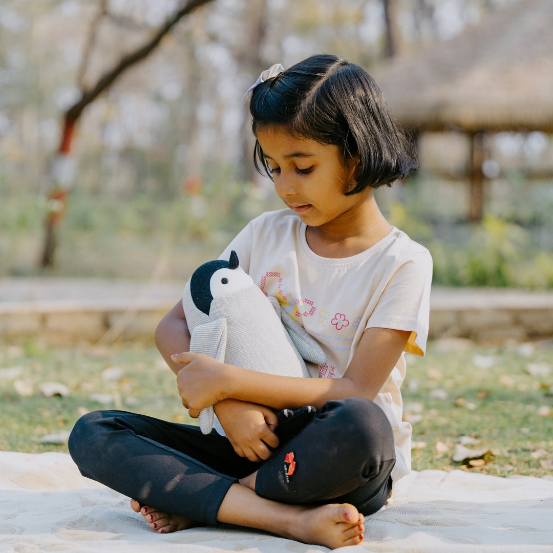 Peppy the Penguin | Knitted Cotton Animal Plush Toy for Kids - NESTA TOYS
