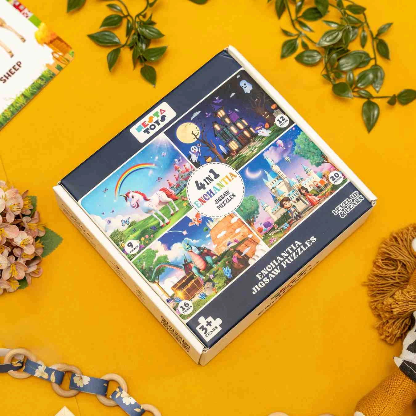 NESTA TOYS - Floor Puzzle & Game | 4 in 1 Jigsaw Puzzle | Enchantia (9 Pcs,12 Pcs, 16 Pcs, 20 Pcs) 