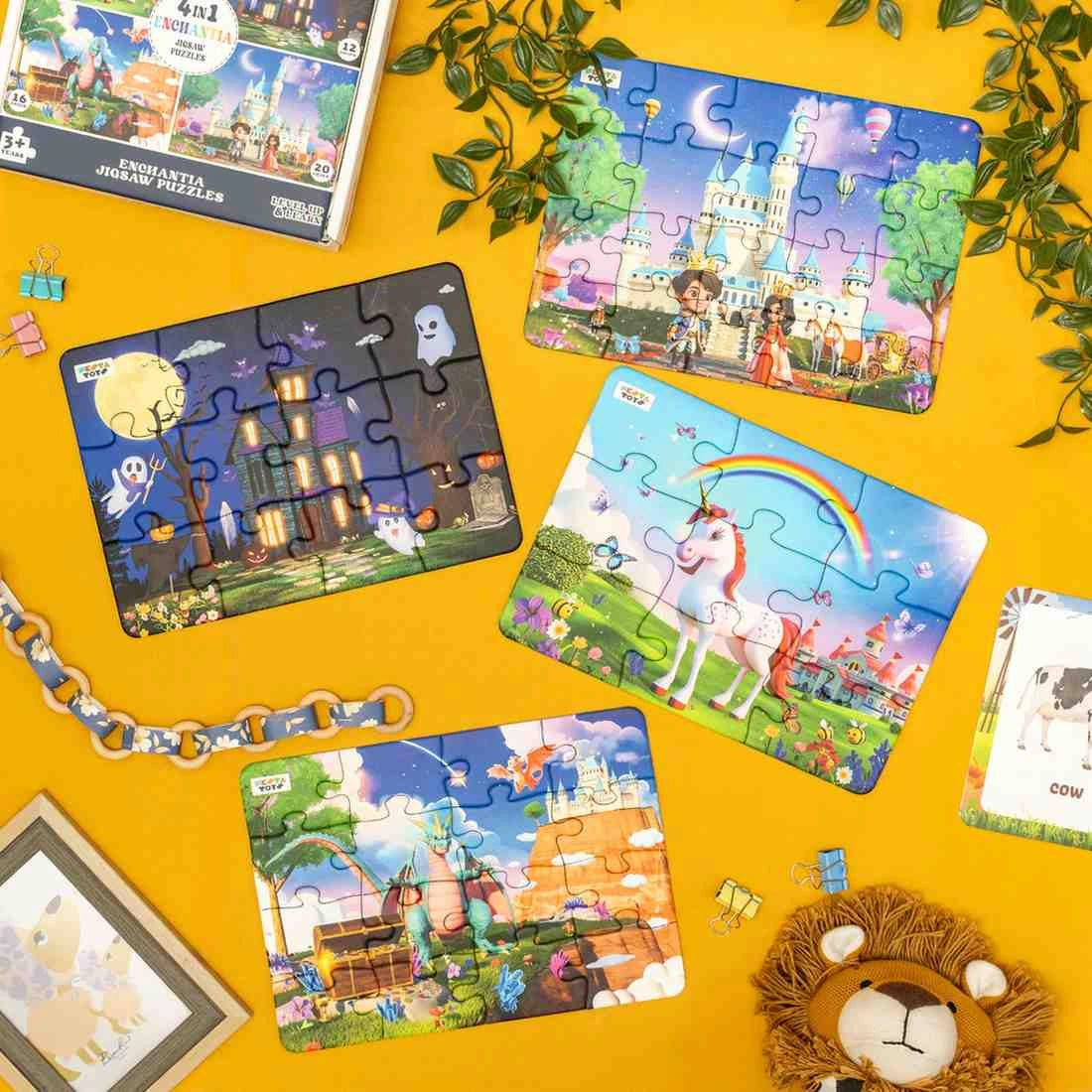 NESTA TOYS - Floor Puzzle & Game | 4 in 1 Jigsaw Puzzle | Enchantia (9 Pcs,12 Pcs, 16 Pcs, 20 Pcs) 