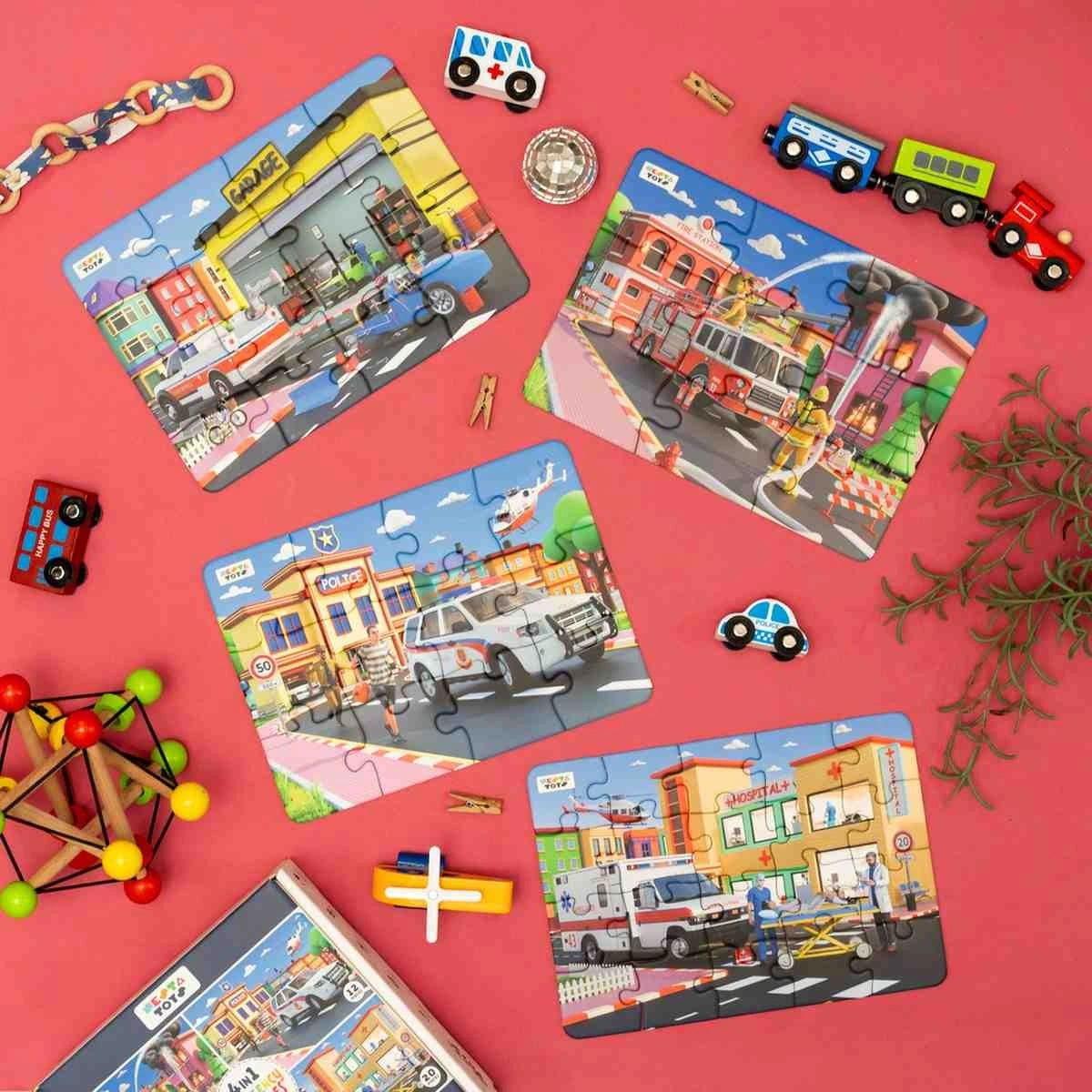 NESTA TOYS - Floor Puzzle & Game | 4 in 1 Jigsaw Puzzle | Emergency Vehicles (9 Pcs,12 Pcs, 16 Pcs, 20 Pcs)