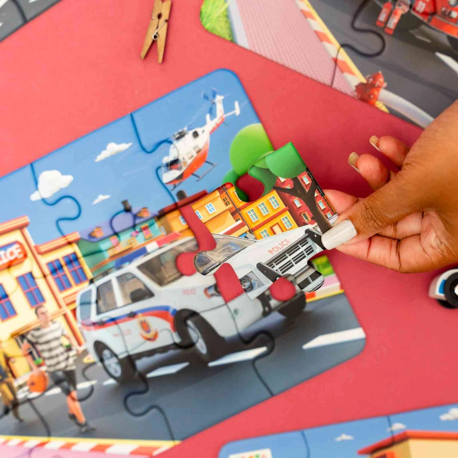 NESTA TOYS - Floor Puzzle & Game | 4 in 1 Jigsaw Puzzle | Emergency Vehicles (9 Pcs,12 Pcs, 16 Pcs, 20 Pcs)