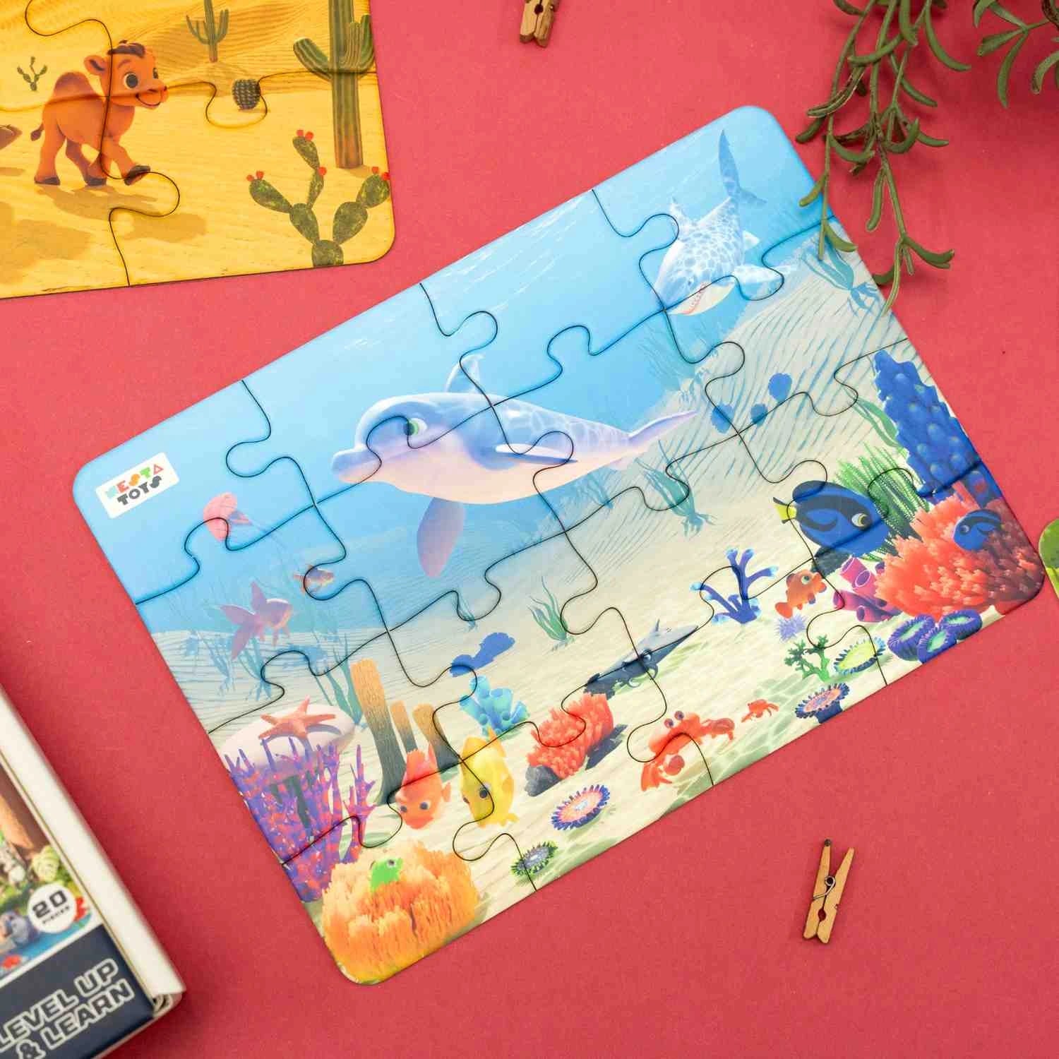 NESTA TOYS - Floor Puzzle & Game | 4 in 1 Jigsaw Puzzle | Habitat (9 Pcs,12 Pcs, 16 Pcs, 20 Pcs) 