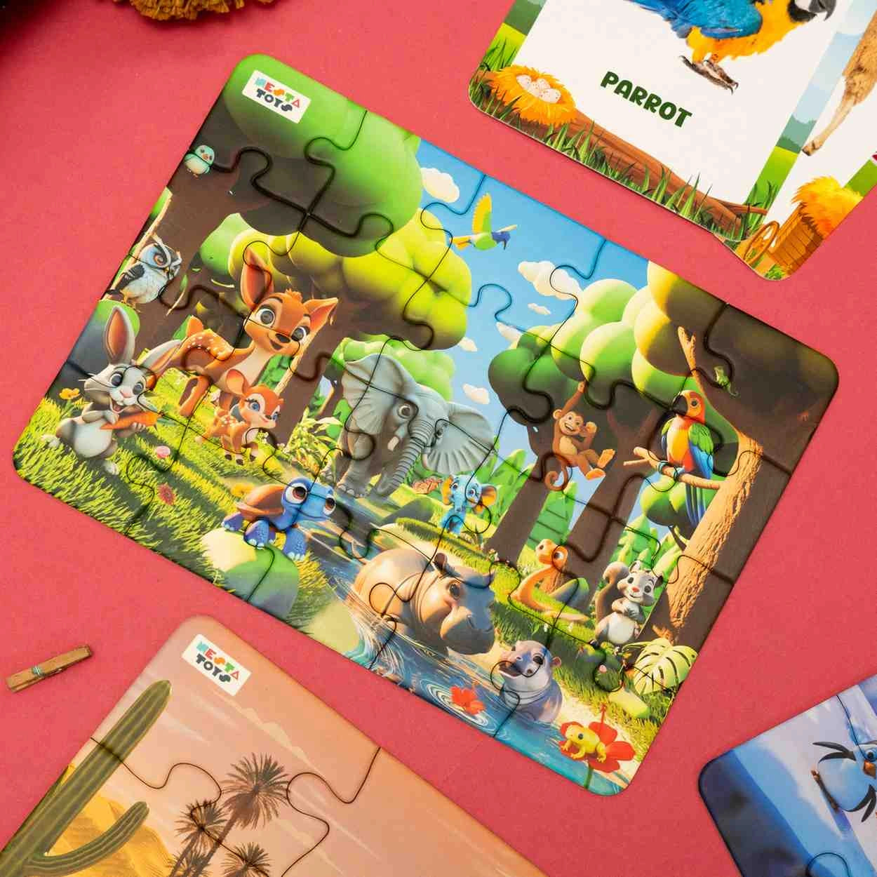 NESTA TOYS - Floor Puzzle & Game | 4 in 1 Jigsaw Puzzle | Habitat (9 Pcs,12 Pcs, 16 Pcs, 20 Pcs) 