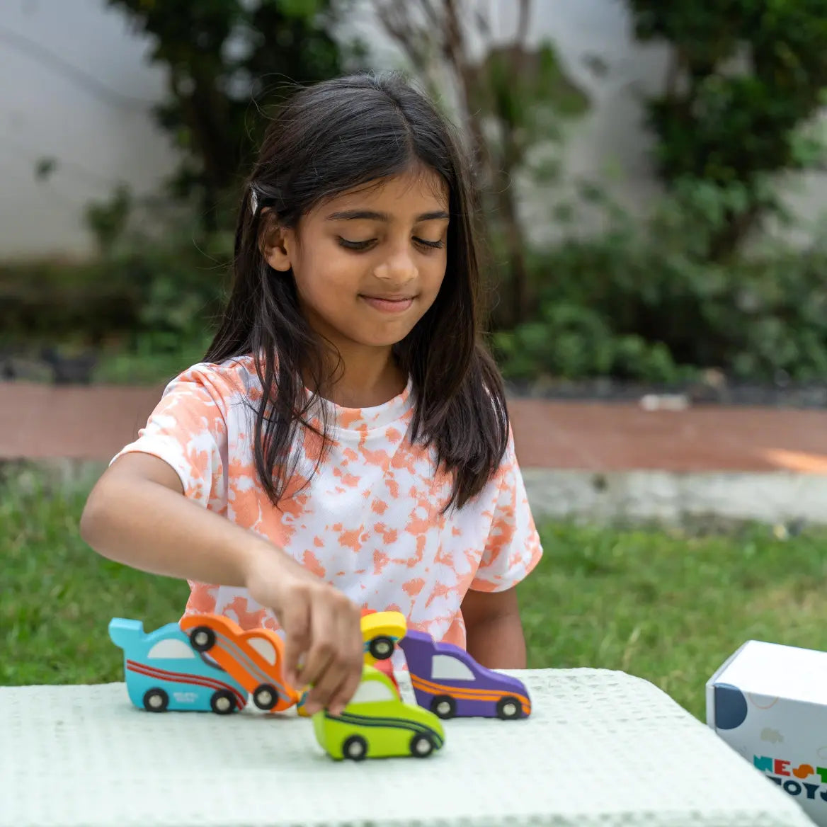 Wooden Car (3 Pcs) - Green, Orange, Purple