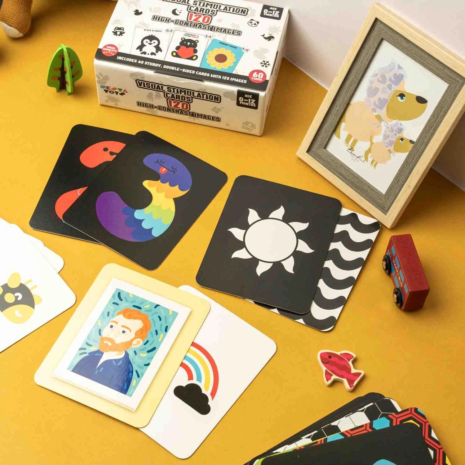 NESTA TOYS - Large High Contrast Flash Cards for Babies & Infants | 120 Pictures | Visual Stimulation Learning Activity Card for Babies