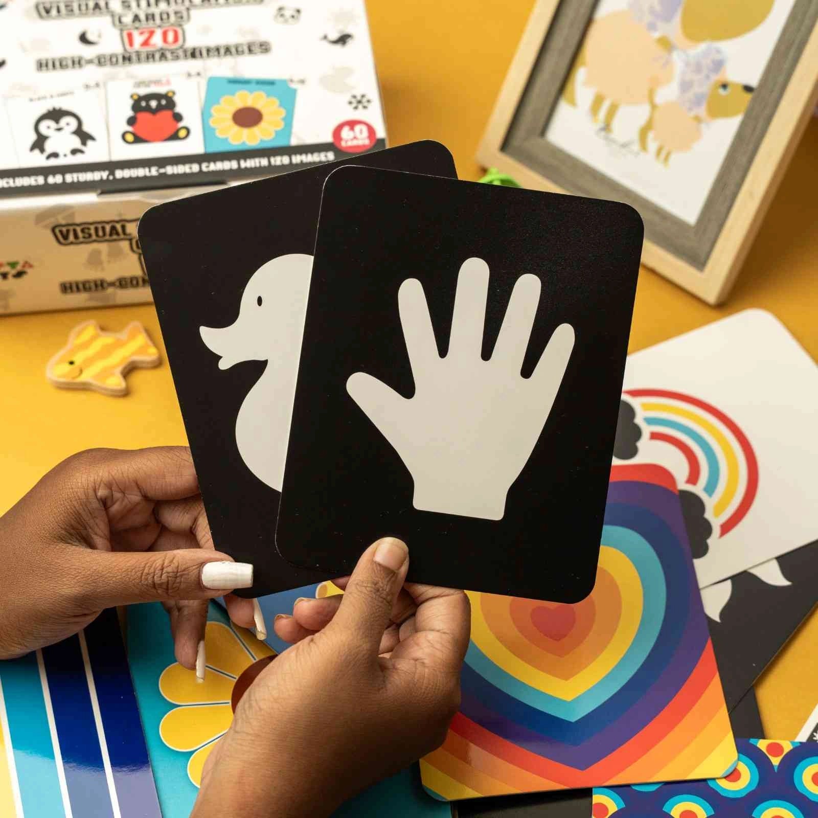 NESTA TOYS - Large High Contrast Flash Cards for Babies & Infants | 120 Pictures | Visual Stimulation Learning Activity Card for Babies