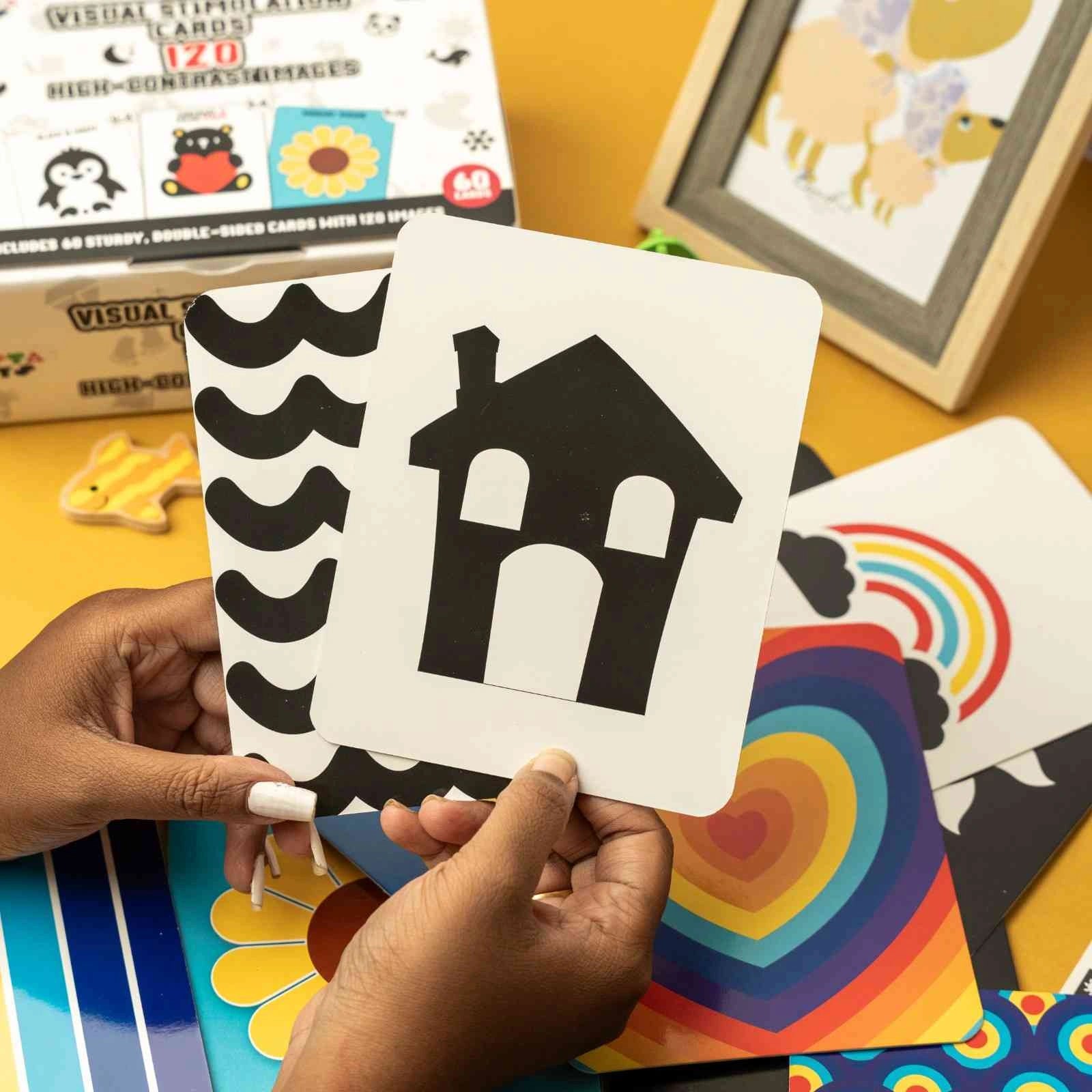 NESTA TOYS - Large High Contrast Flash Cards for Babies & Infants | 120 Pictures | Visual Stimulation Learning Activity Card for Babies