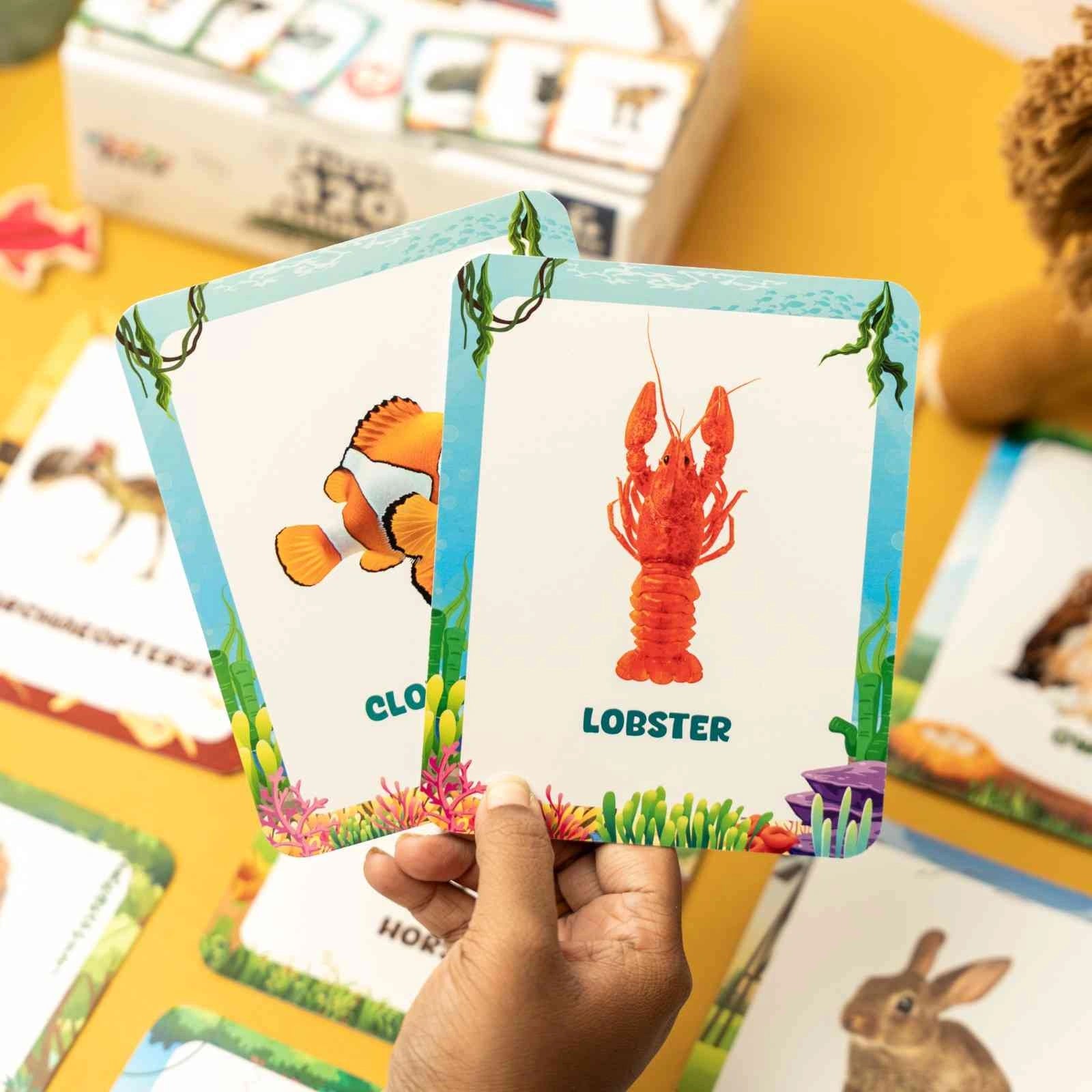 NESTA TOYS - Large Flash Cards for Toddlers (Thick & Sturdy) - First 120 Animals | Montessori Toys & Preschool Learning Activities