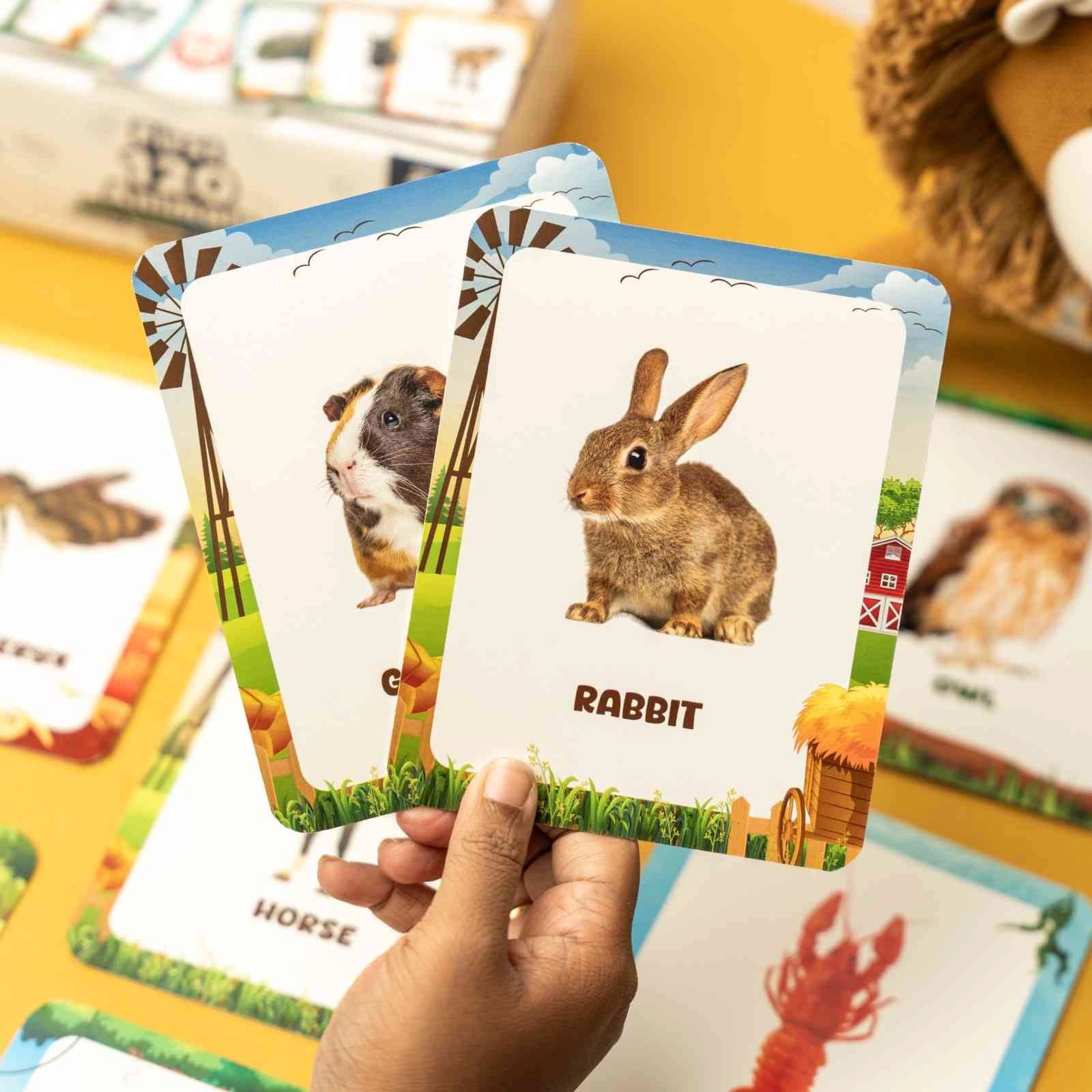 NESTA TOYS - Large Flash Cards for Toddlers (Thick & Sturdy) - First 120 Animals | Montessori Toys & Preschool Learning Activities