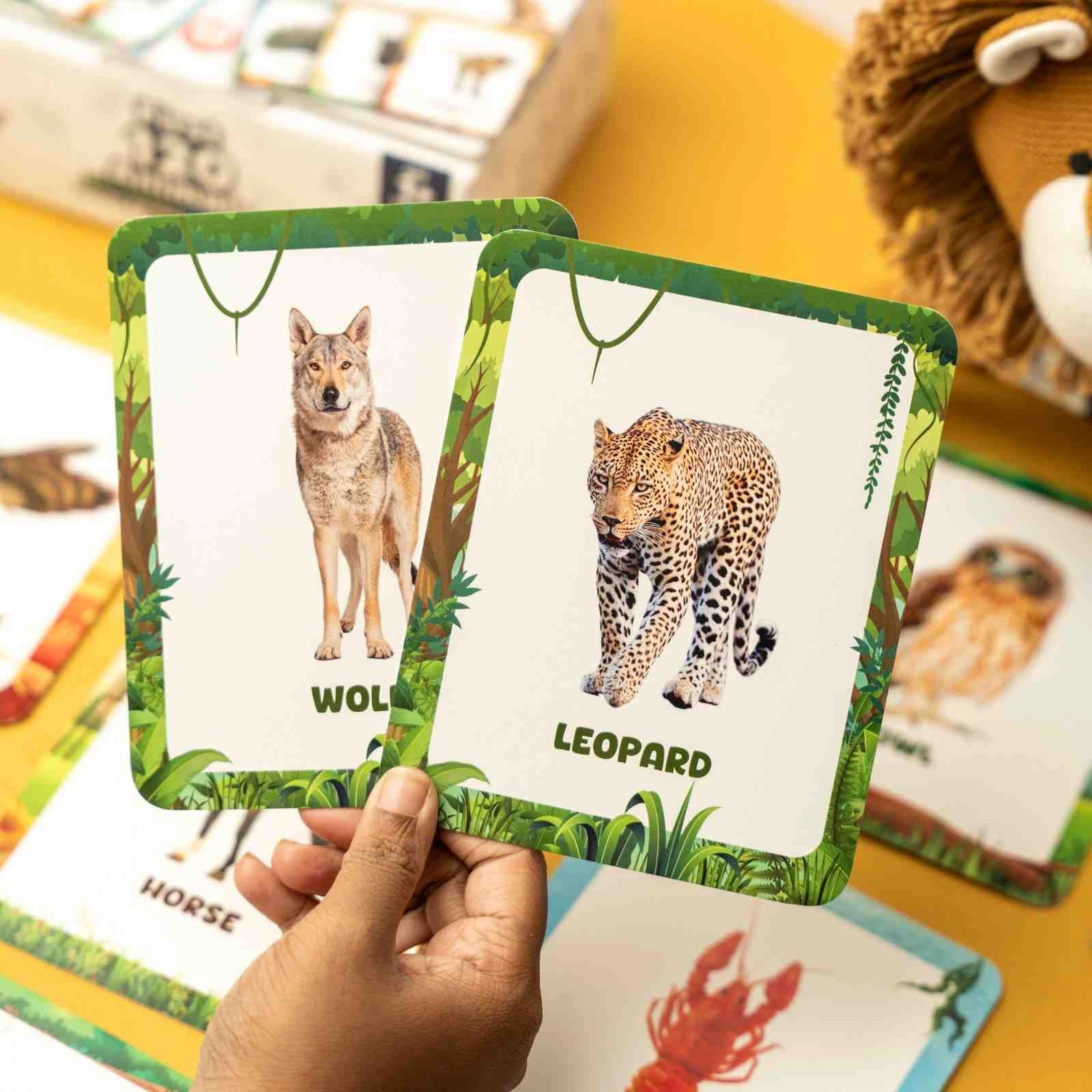 NESTA TOYS - Large Flash Cards for Toddlers (Thick & Sturdy) - First 120 Animals | Montessori Toys & Preschool Learning Activities