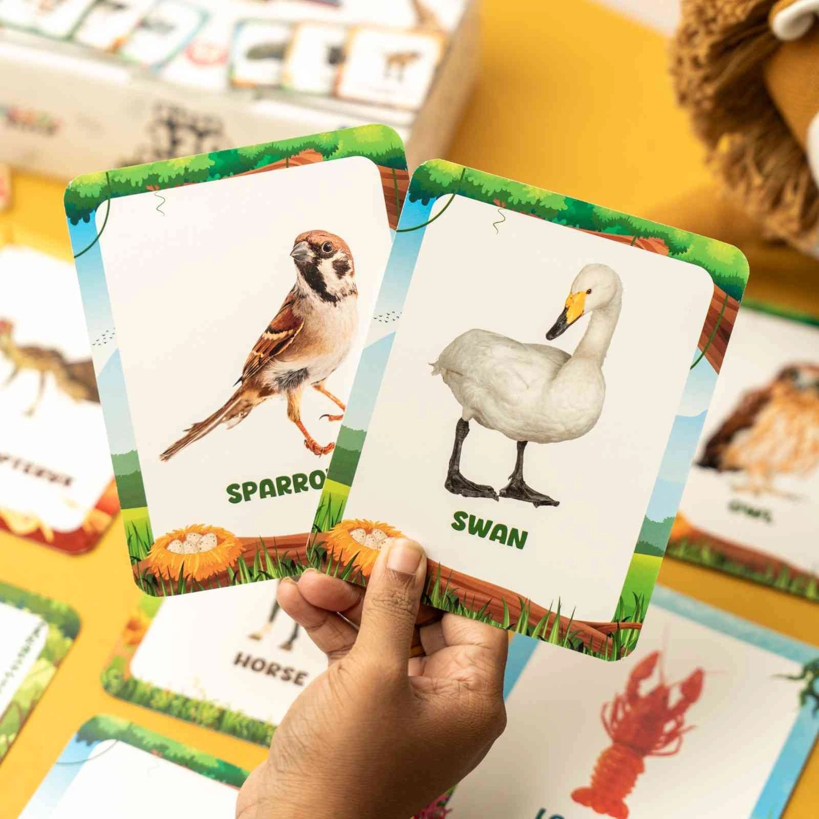 NESTA TOYS - Large Flash Cards for Toddlers (Thick & Sturdy) - First 120 Animals | Montessori Toys & Preschool Learning Activities