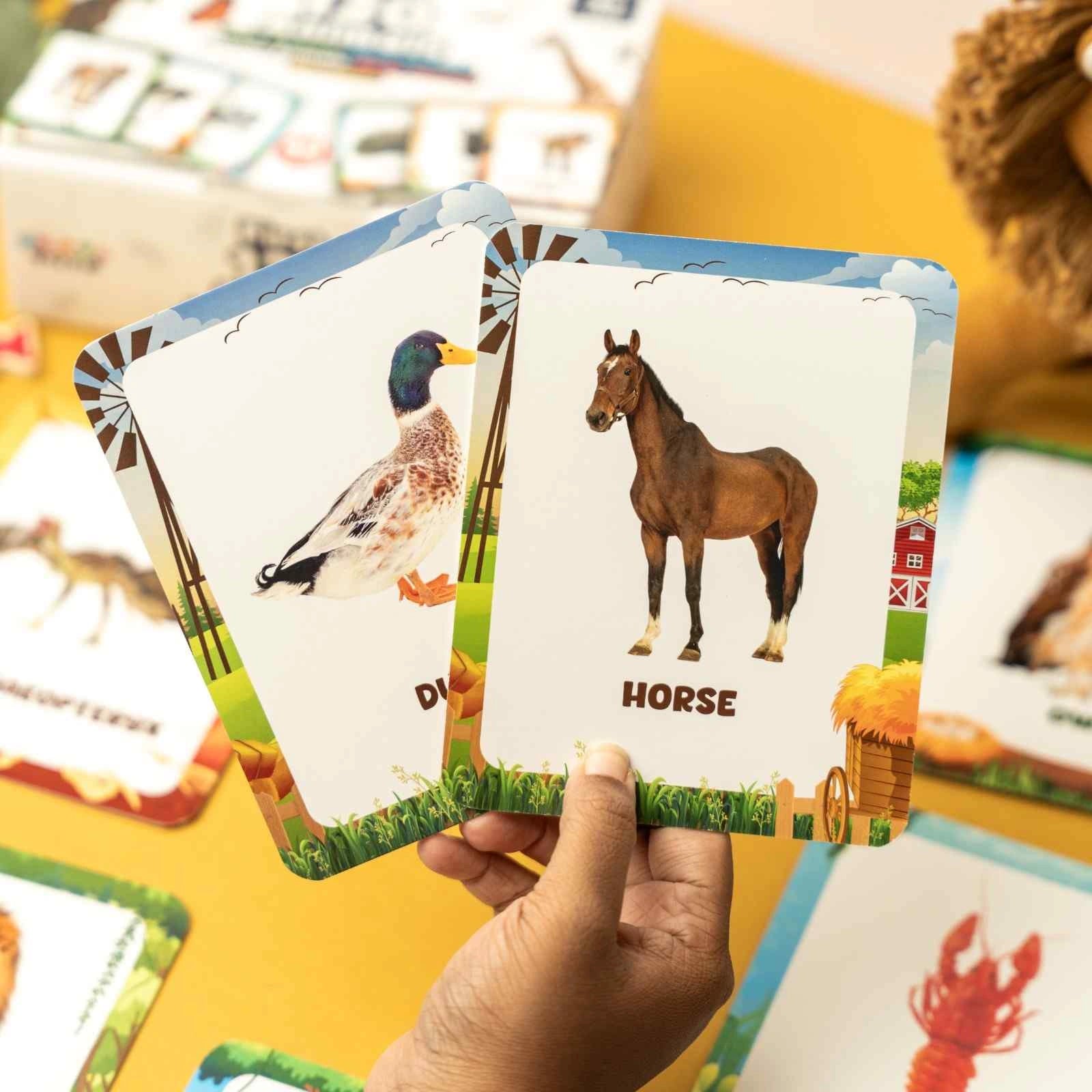 NESTA TOYS - Large Flash Cards for Toddlers (Thick & Sturdy) - First 120 Animals | Montessori Toys & Preschool Learning Activities