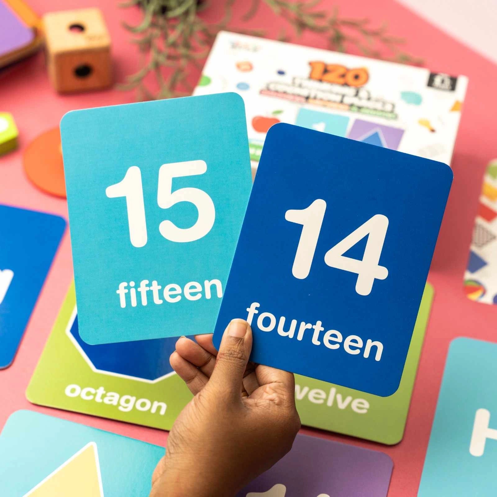 NESTA TOYS - Thick Flash Cards for Toddlers,120 Images | Numbers, Letters, Colors & Shapes