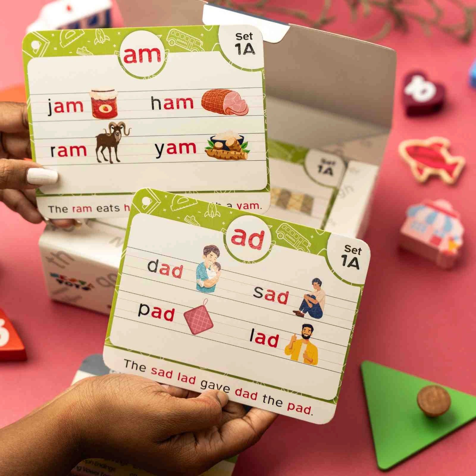 NESTA TOYS - Large Phonics Flash Cards | Learn to Read, 480+ Words - Digraphs, CVC Blends, Long Vowel Sounds