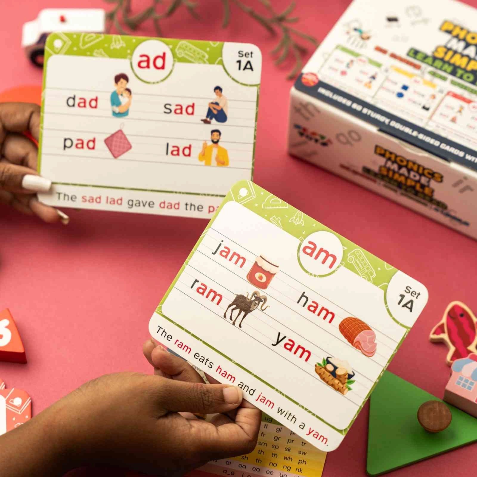 NESTA TOYS - Large Phonics Flash Cards | Learn to Read, 480+ Words - Digraphs, CVC Blends, Long Vowel Sounds