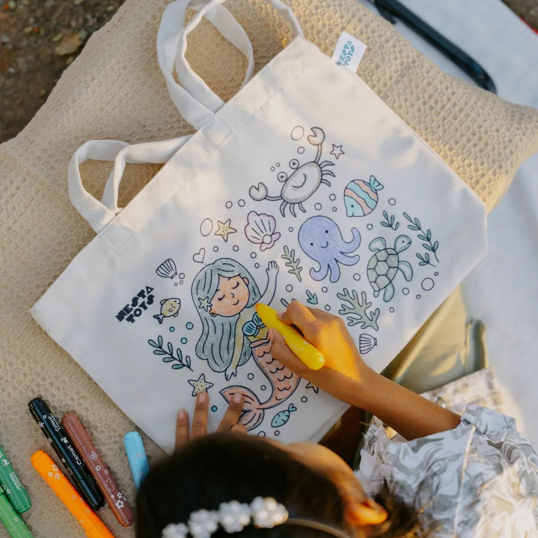 DIY Doodle Bag, doodle toys, Princess & Mermaid Themes, DIY art for kids, colouring toys and books