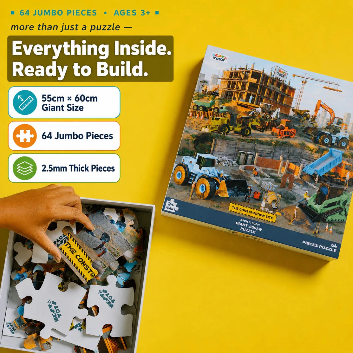 Construction Site Jigsaw Puzzle (64 Pcs) - NESTA TOYS