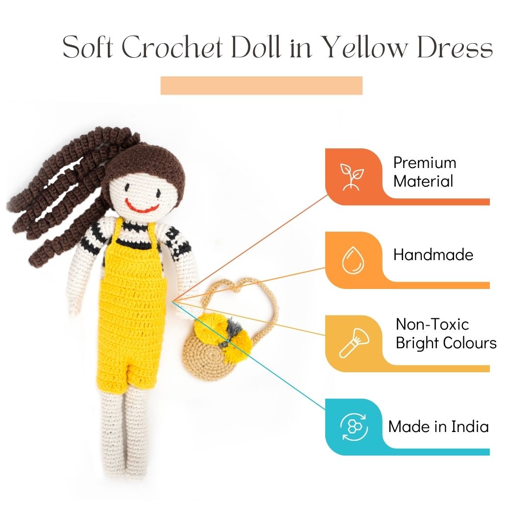 Handmade Crochet Doll (11 Inch) | Amigurumi Stuffed Toy - nestatoys