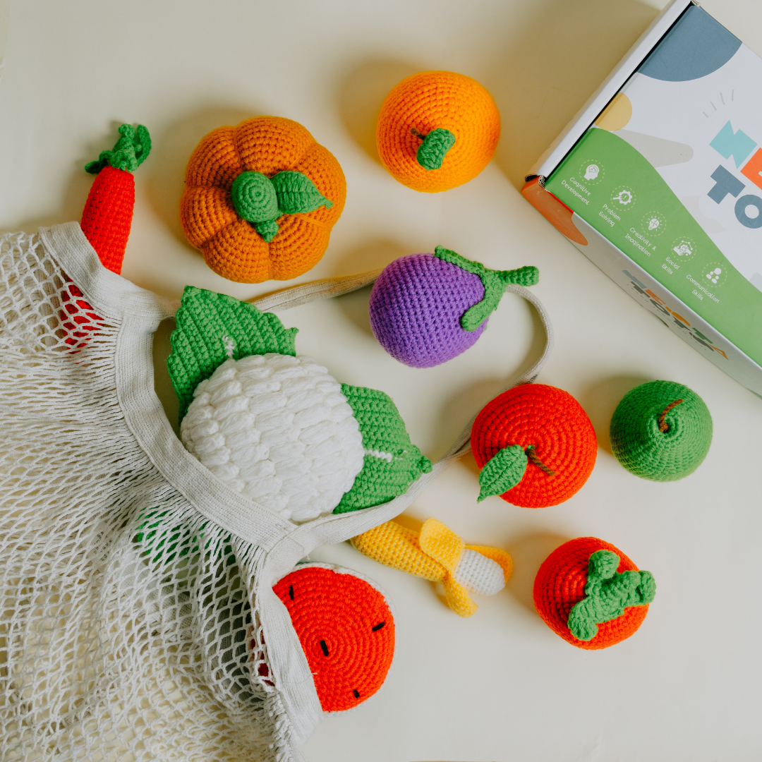 Crochet Fruits & Vegetable Toys | Play Food for Kids (10 Pcs) - nestatoys