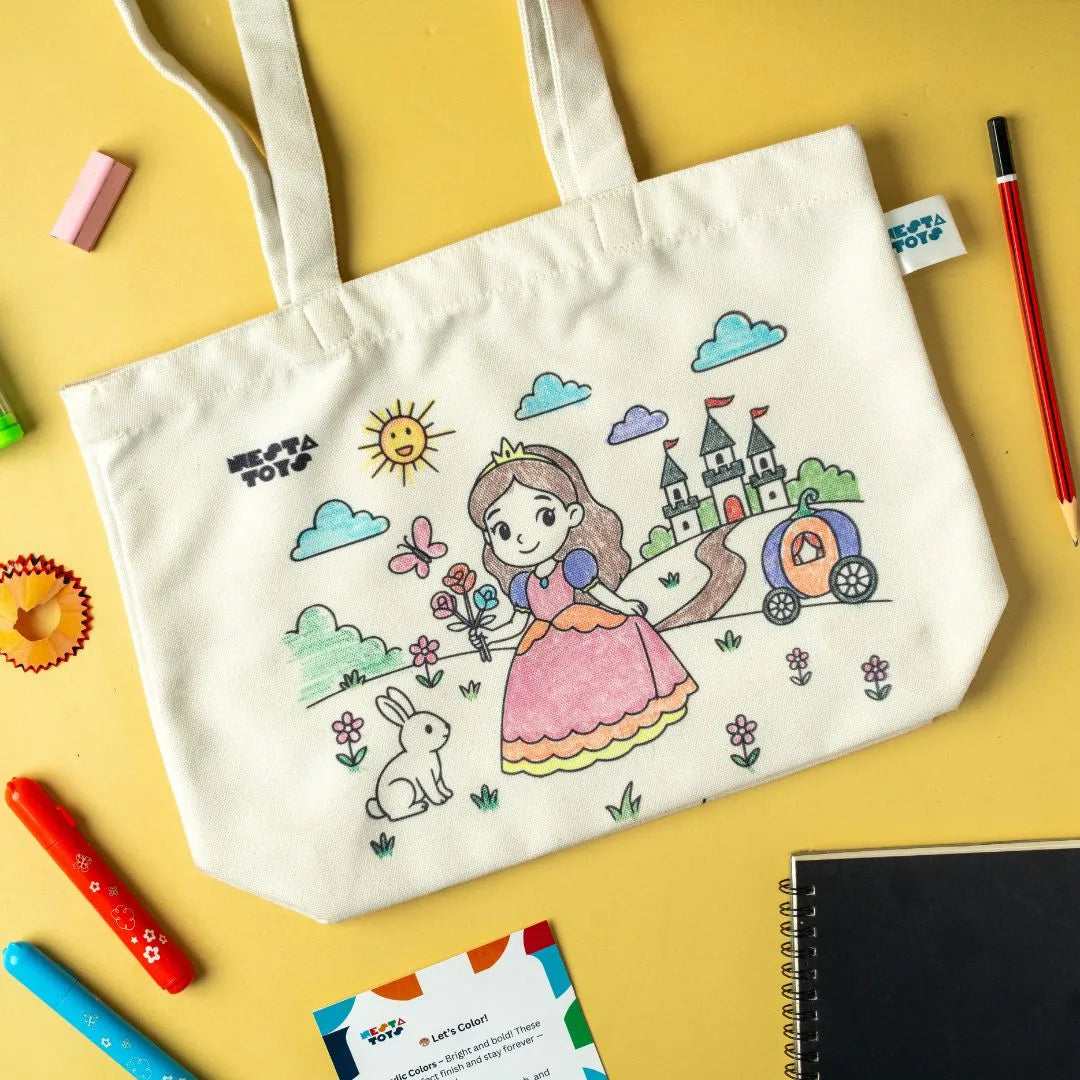 DIY Doodle Bag, doodle toys, Princess & Mermaid Themes, DIY art for kids, colouring toys and books