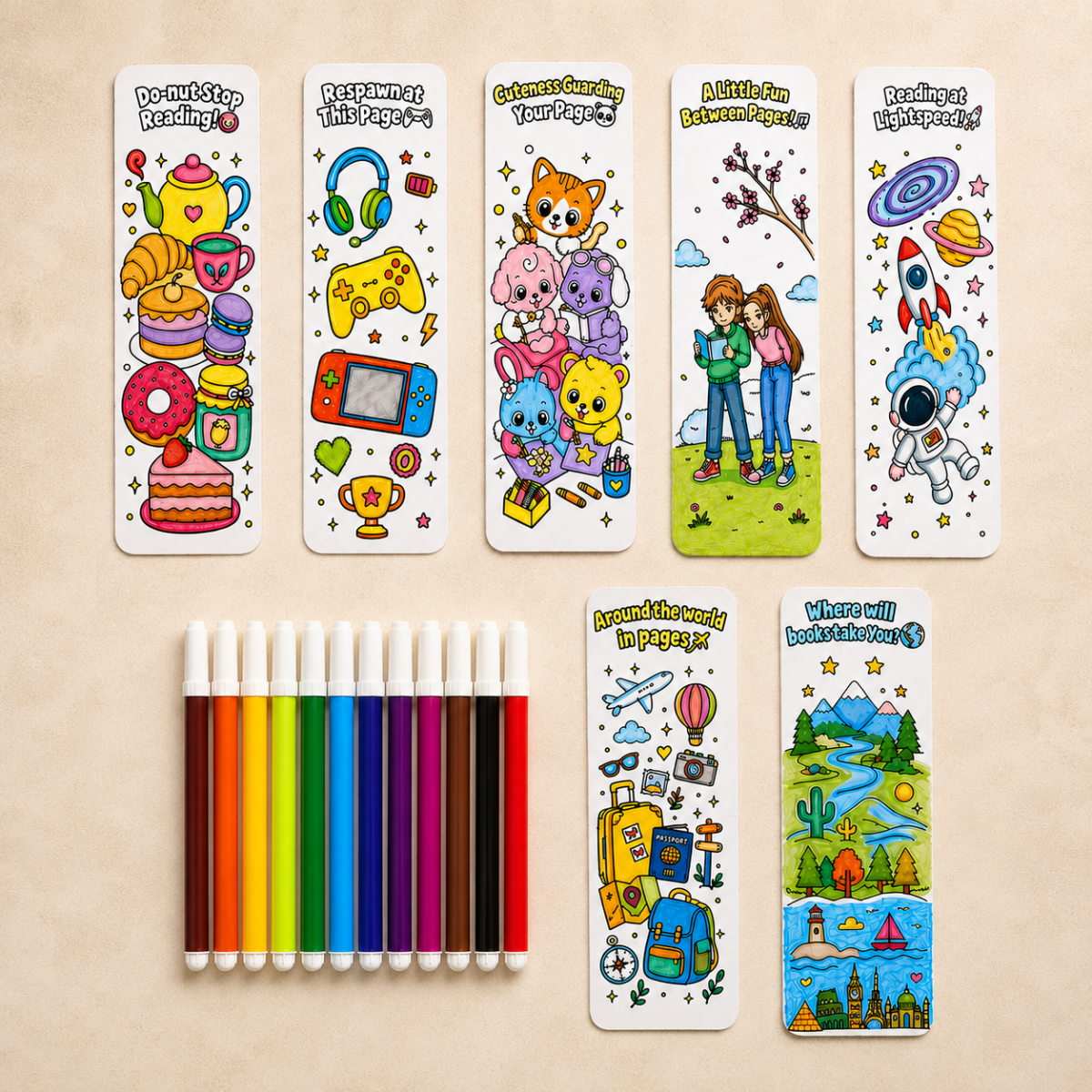 DIY Double-Sided Bookmark Kit (7 Pcs) - Art & Craft Activity for Kids - NESTA TOYS