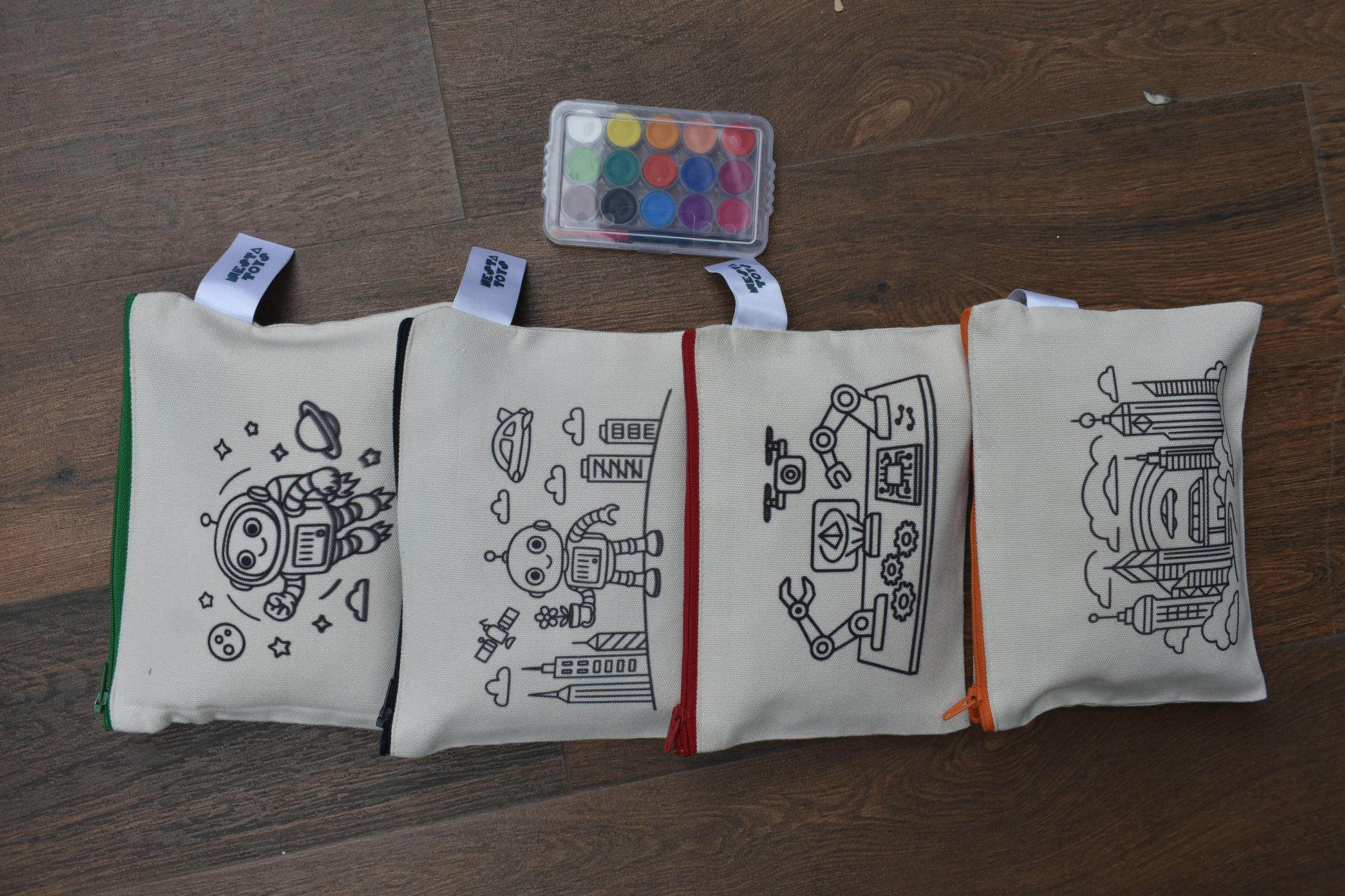 DIY Coloring Cotton Pouch for Kids– Robots and Future Tech