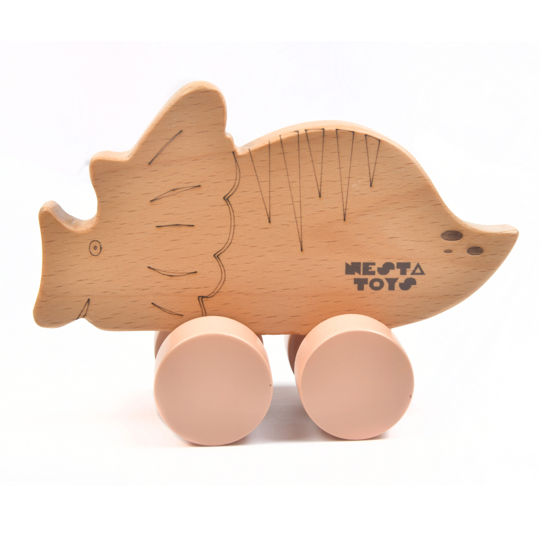 Wooden Dinosaur Car Toy - nestatoys