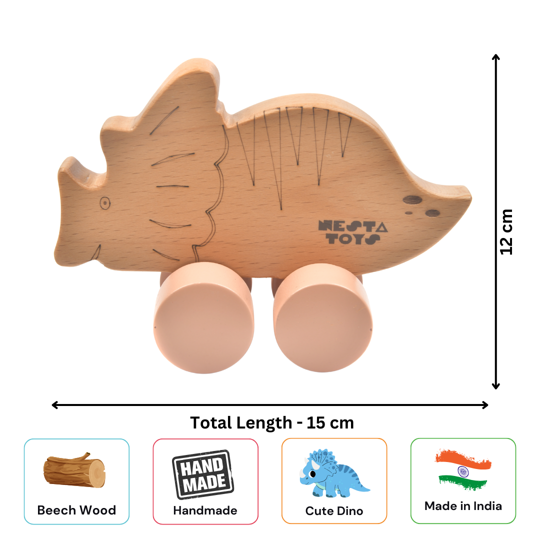 Wooden Dinosaur Car Toy - nestatoys