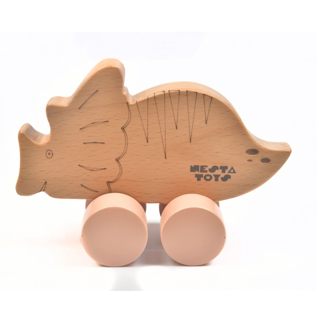 Wooden Dinosaur Car Toy - nestatoys