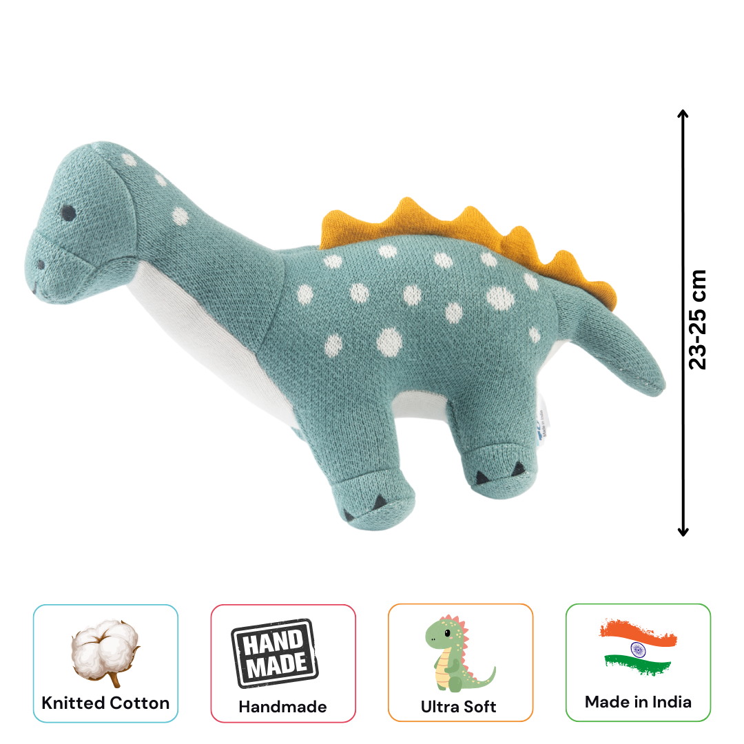 Dippy the Dino | Knitted Cotton Animal Plush Toy for Kids - nestatoys